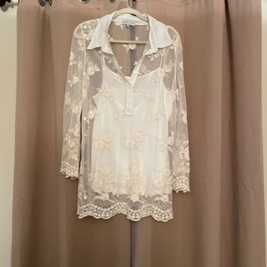 White Sheer Patterned Top